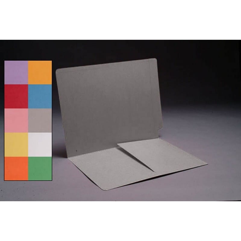 11pt Gray Folders, Full Cut END TAB, Letter Size, 1/2 Pocket Inside Front (Box of 50) - Image 2