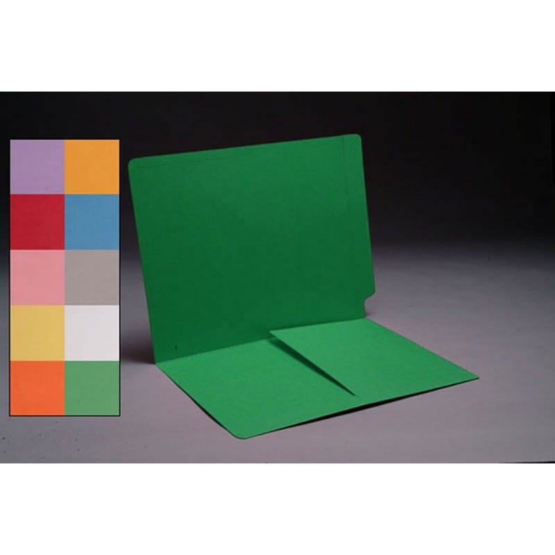 11pt Green Folders, Full Cut END TAB, Letter Size, 1/2 Pocket Inside Front (Box of 50)
