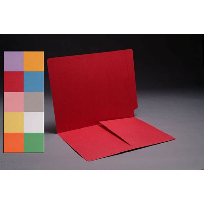 11pt Red Folders, Full Cut END TAB, Letter Size, 1/2 Pocket Inside Front (Box of 50) - Image 2