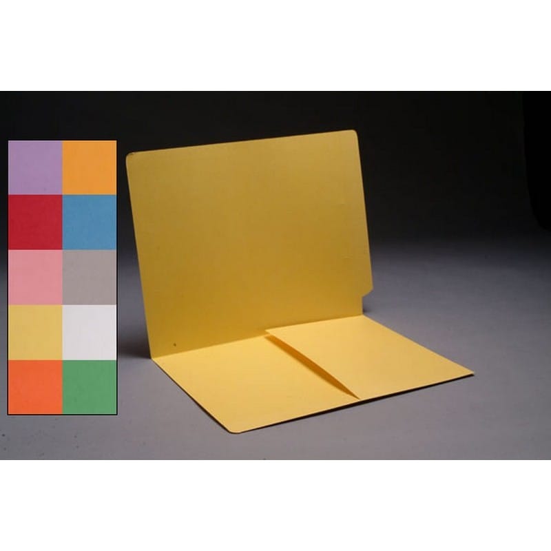 11pt Yellow Folders, Full Cut END TAB, Letter Size, 1/2 Pocket Inside Front (Box of 50)