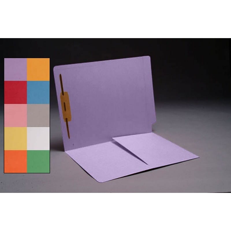 14pt Lavender Folders, Full Cut END TAB, Letter Size, 1/2 Pocket Inside Front, Fastener Pos #1 (Box of 50) - Image 2