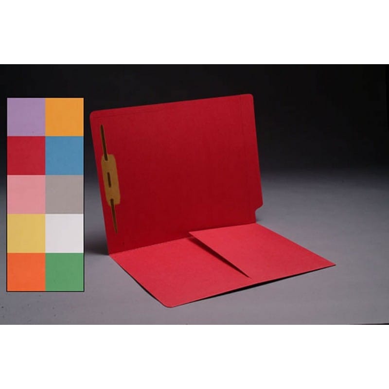 14pt Red Folders, Full Cut END TAB, Letter Size, 1/2 Pocket Inside Front, Fastener Pos #1 (Box of 50) - Image 2