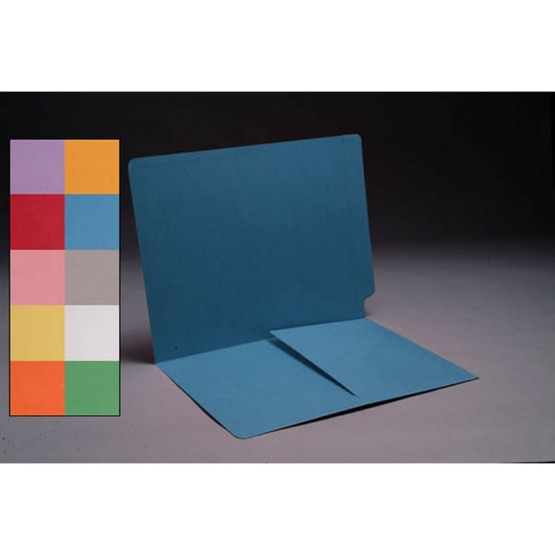 14pt Dark Blue Folders, Full Cut END TAB, Letter Size, 1/2 Pocket Inside Front (Box of 50) - Image 2