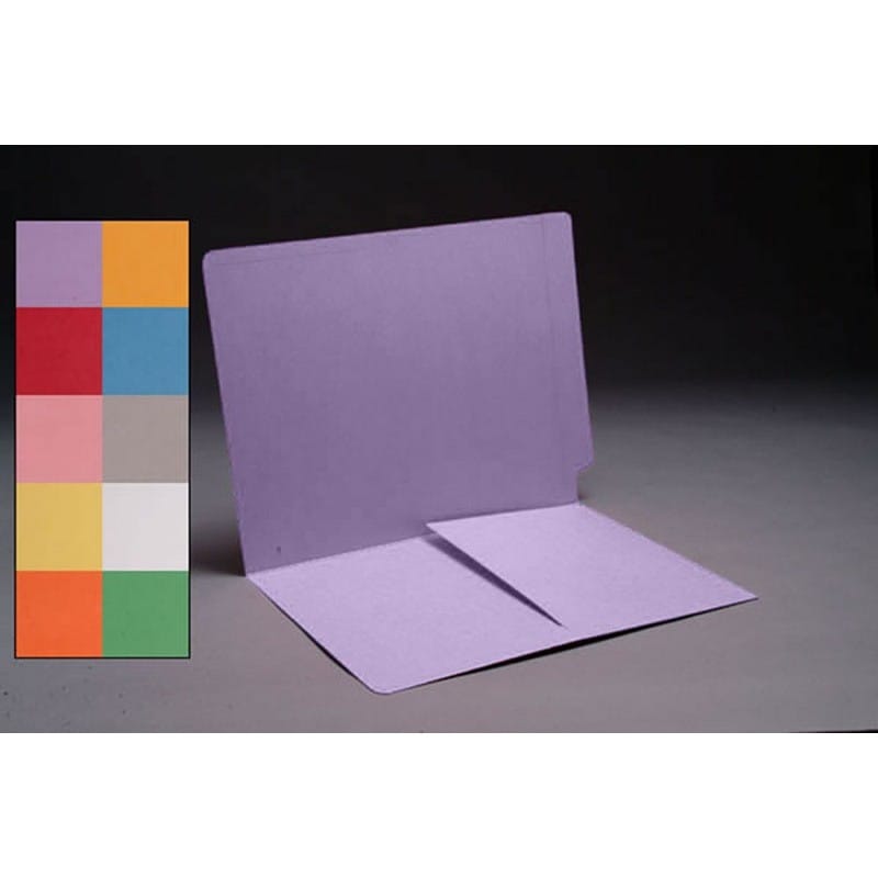 14pt Lavender Folders, Full Cut END TAB, Letter Size, 1/2 Pocket Inside Front (Box of 50) - Image 2