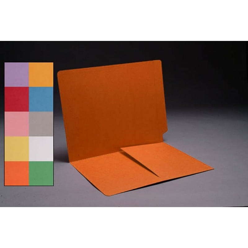 14pt Orange Folders, Full Cut END TAB, Letter Size, 1/2 Pocket Inside Front (Box of 50) - Image 2