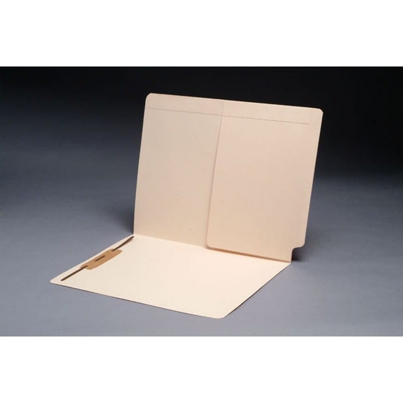 11pt Manila Folders, Full Cut END TAB, Letter Size, 1/2 Pocket Inside Back, Fastener Pos #3 (Box of 50)