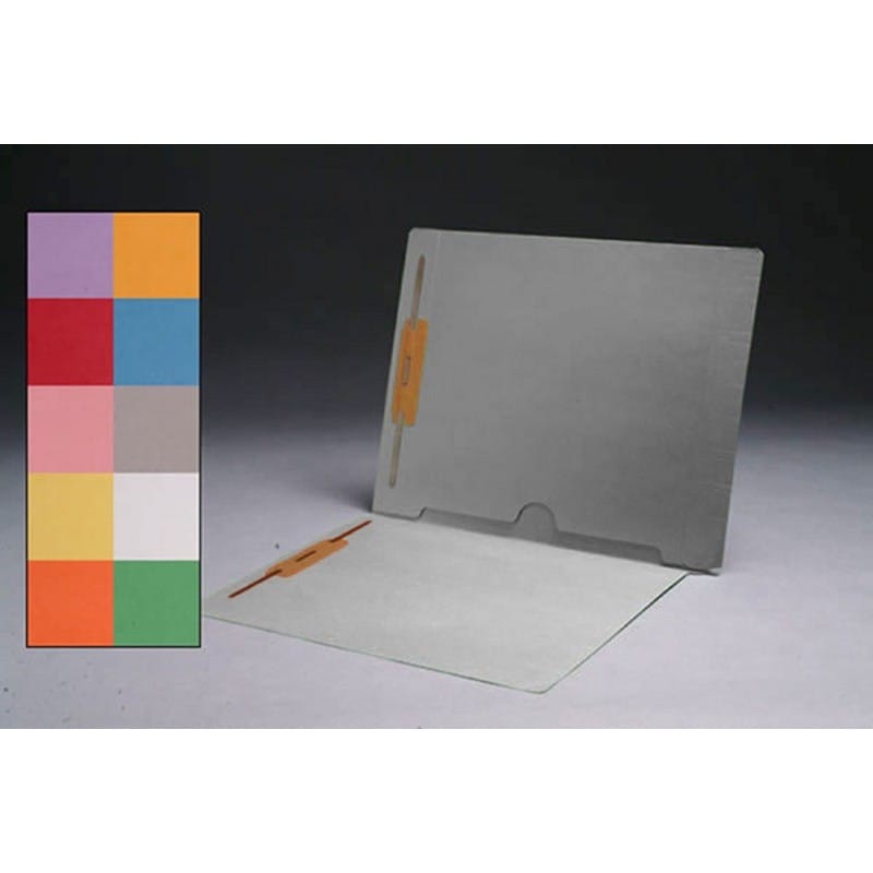 11pt Gray Folders, Full Cut END TAB, Letter Size, Full Back Pocket, Fasteners Pos #1 & #3 (Box of 50)