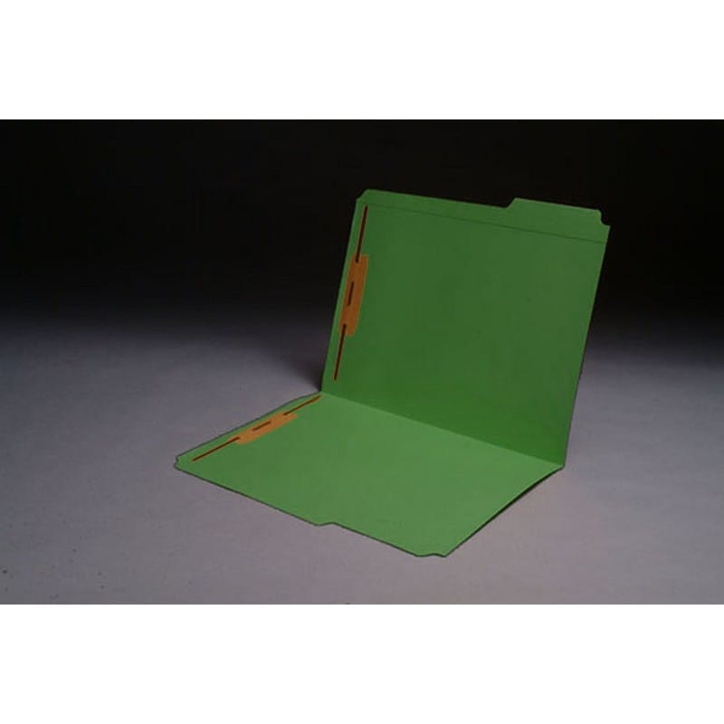 11pt Green Folders, 1/3 Cut TOP TAB - Assorted, Letter Size, Fastener Pos #1 and #3 (Box of 50)