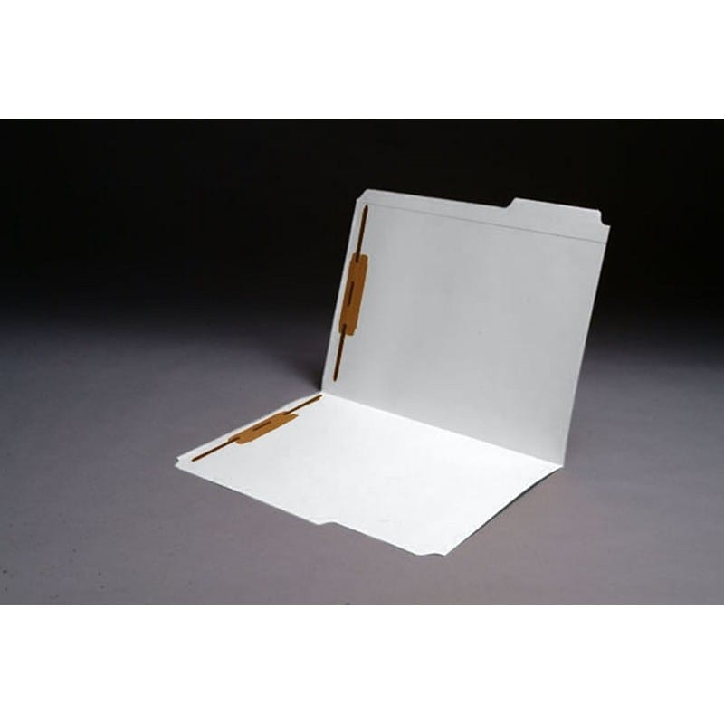 11pt White Folders, 1/3 Cut TOP TAB - Assorted, Letter Size, Fastener Pos #1 and #3 (Box of 50)