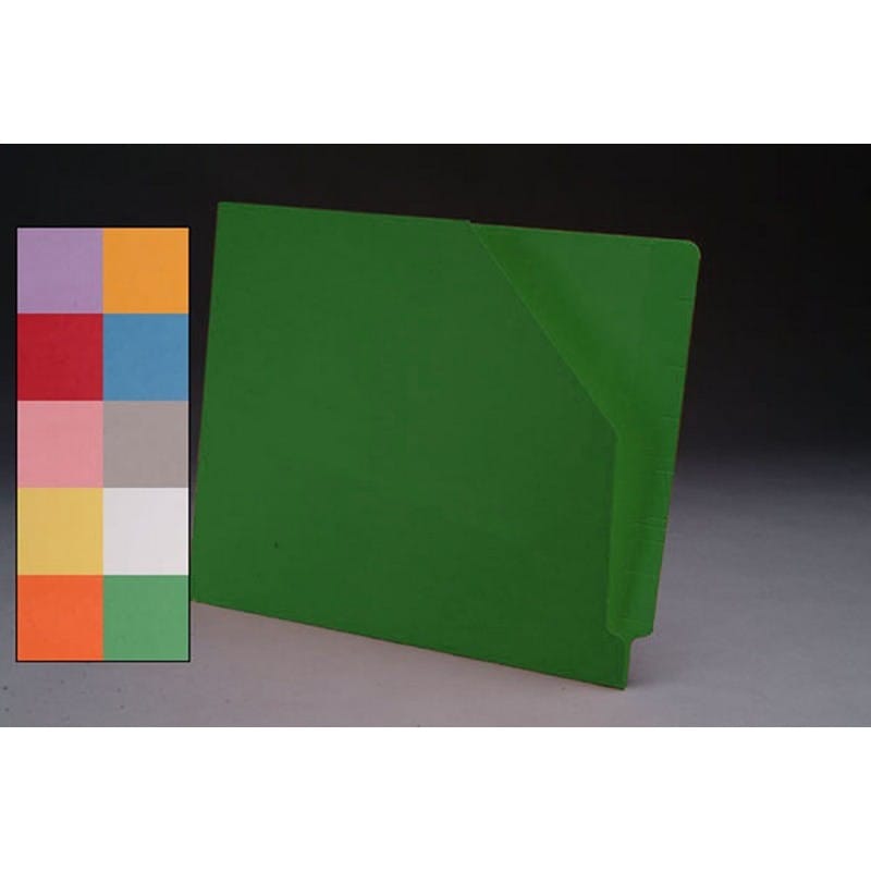 11pt Green Pocket, Full Cut END TAB, Letter Size, Slant Cut Front (Box of 100)