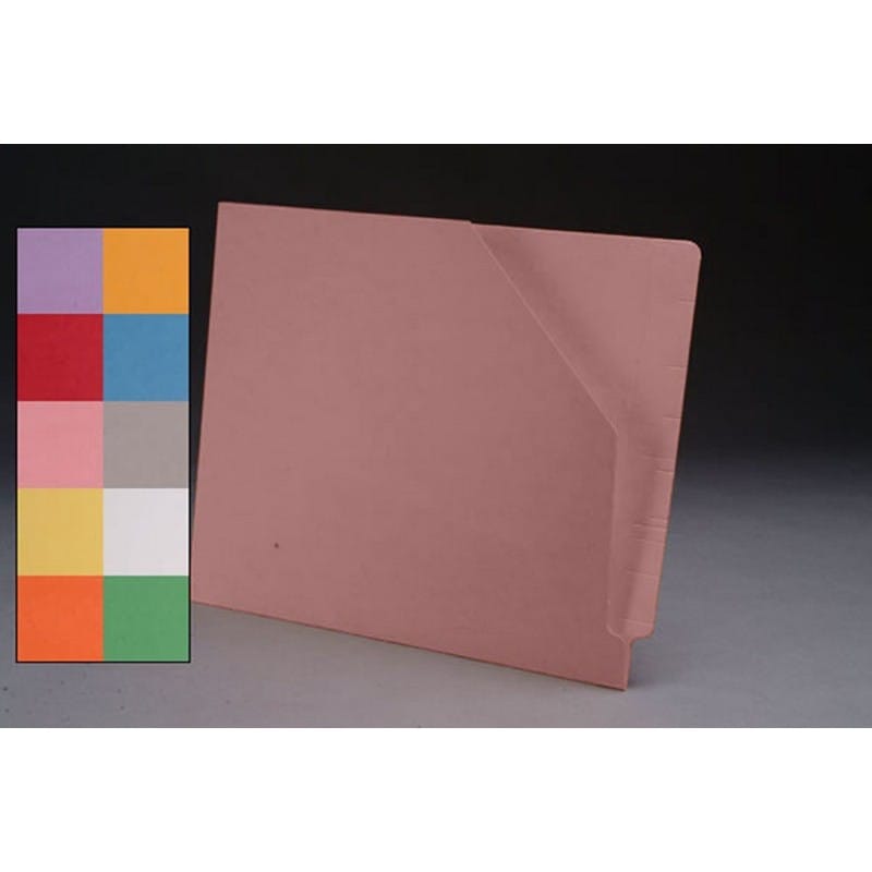 11pt Pink Pocket, Full Cut END TAB, Letter Size, Slant Cut Front (Box of 100)
