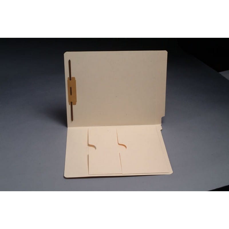 11pt Manila Folders, Full Cut END TAB, Letter Size, Double Pockets Inside Front, Fastener Pos #1 (Box of 50)