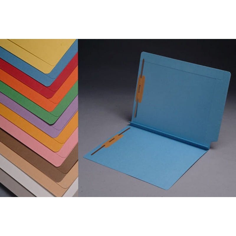 Colored File Folders with Fasteners Pos #1 & #3, END Tab, Full Cut, 14 pt, 2 Ply (Box of 50) - Image 2