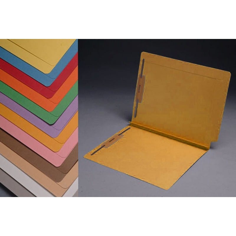 14pt Goldenrod Folders, Full Cut 2-Ply END TAB, Letter Size, Fastener Pos #1 & #3, 1-1/2" Expansion (Box of 50) - Image 2