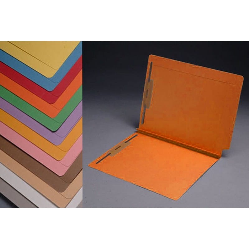 14pt Orange Folders, Full Cut 2-Ply END TAB, Letter Size, Fastener Pos #1 & #3, 1-1/2" Expansion (Box of 50) - Image 2