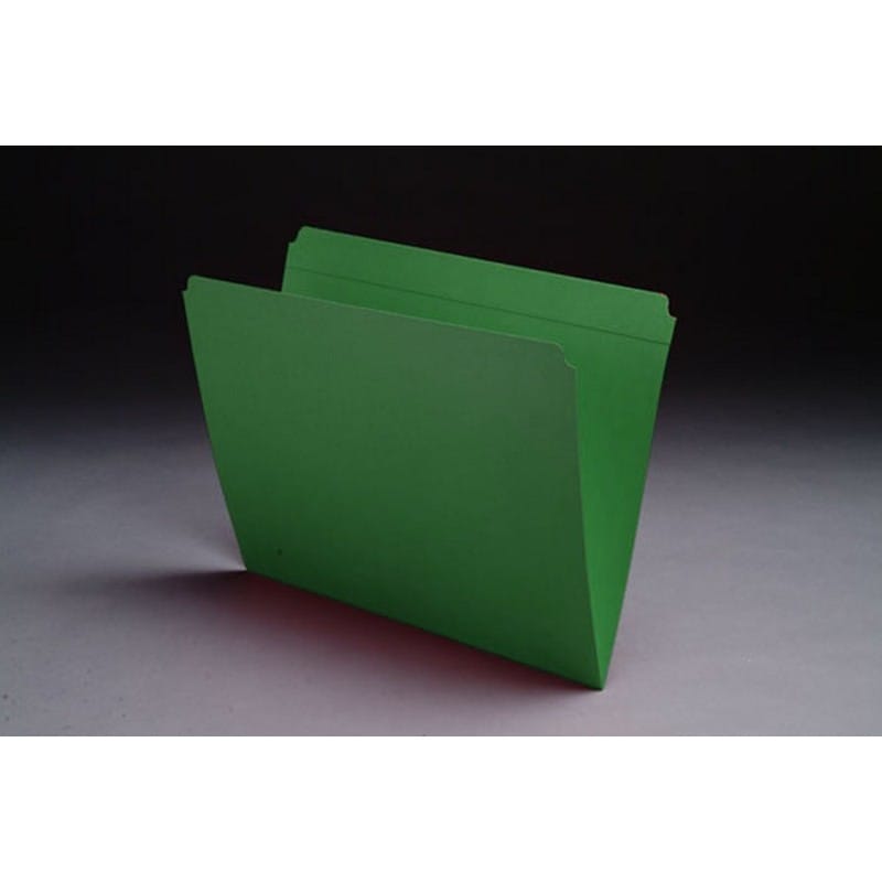 11pt Green Folders, Full Cut Reinforced TOP TAB, Letter Size (Box of 100)