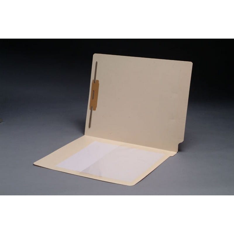 11pt Manila Folders, Full Cut END TAB, Letter Size, 1/2 Poly Pocket, Fastener Pos #1 (Box of 50)