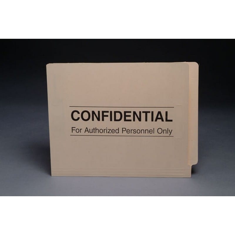 11pt Manila Folders, Full Cut 2-Ply END TAB, Letter Size, "Confidential" Printed (Box of 50) - Image 2