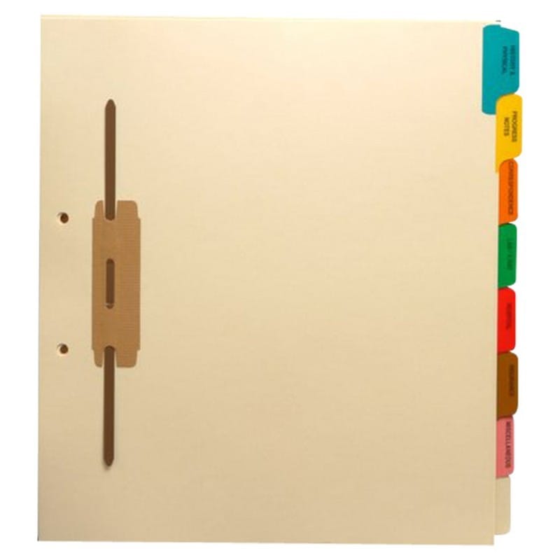 Stock Fileback Divider Sets, Medical, Side Tabs - Side Fastener (20 Sets of 8 Tabs)