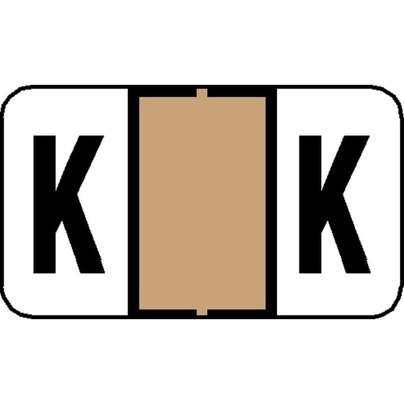 Tab 7200 Compatible "K" Labels, Laminated Stock, 15/16" X 1-5/8" Individual Letters - Roll of 500