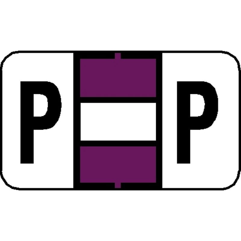 Tab 7200 Compatible "P" Labels, Laminated Stock, 15/16" X 1-5/8" Individual Letters - Roll of 500