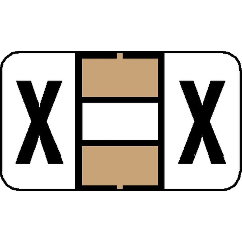 Tab 7200 Compatible "X" Labels, Laminated Stock, 15/16" X 1-5/8" Individual Letters - Roll of 500