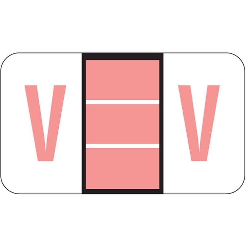 POS Compatible "V" Labels, Laminated Stock, 15/16" X 1-5/8" Individual Letters - Roll of 500