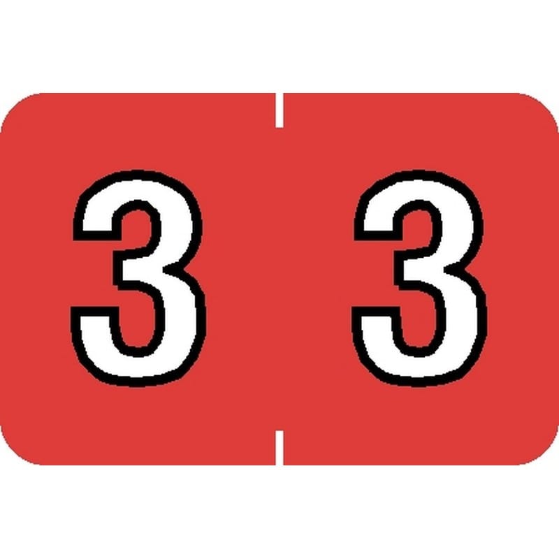 Barkley NBKM Compatible Numeric "3" Labels, Laminated Stock, 1" X 1-1/2" Individual Numbers - Roll of 500 - Image 2