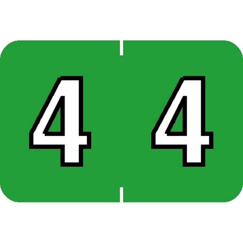 Barkley NBKM Compatible Numeric "4" Labels, Laminated Stock, 1" X 1-1/2" Individual Numbers - Roll of 500