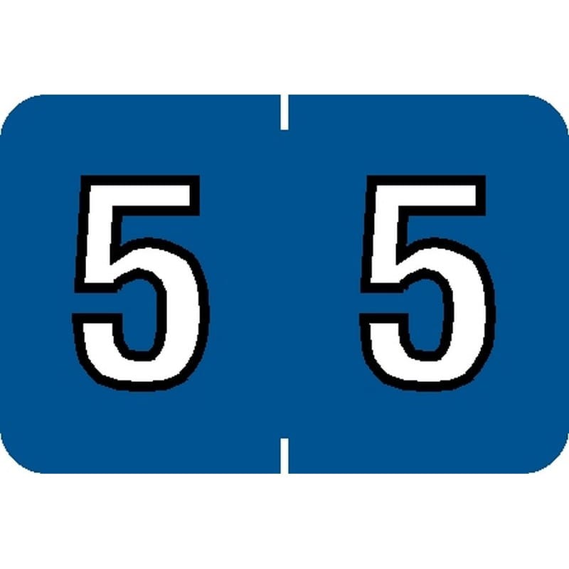 Barkley NBKM Compatible Numeric "5" Labels, Laminated Stock, 1" X 1-1/2" Individual Numbers - Roll of 500