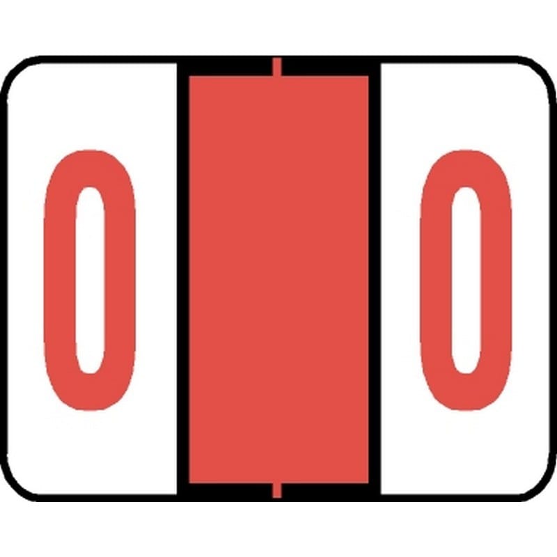 Tab Compatible Numeric "0" Labels, Vinyl Kimdura Stock, 1" X 1.25" Individual Numbers - Roll of 500