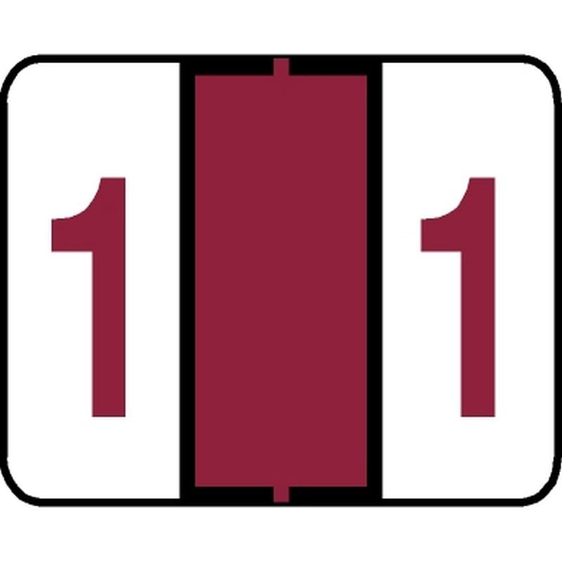 Tab Compatible Numeric "1" Labels, Vinyl Kimdura Stock, 1" X 1.25" Individual Numbers - Roll of 500