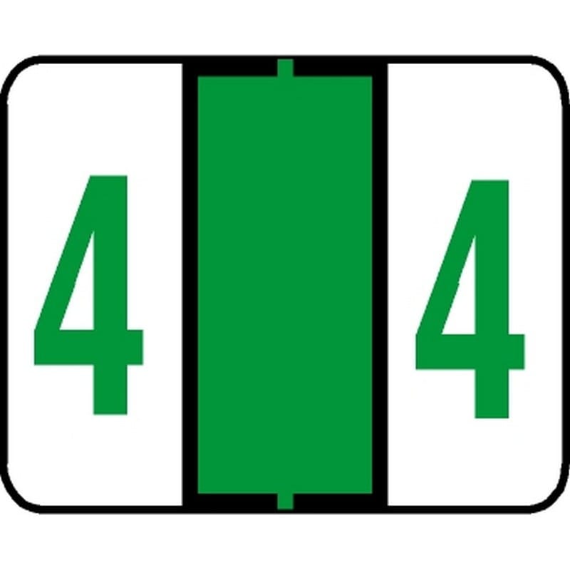 Tab Compatible Numeric "4" Labels, Vinyl Kimdura Stock, 1" X 1.25" Individual Numbers - Roll of 500