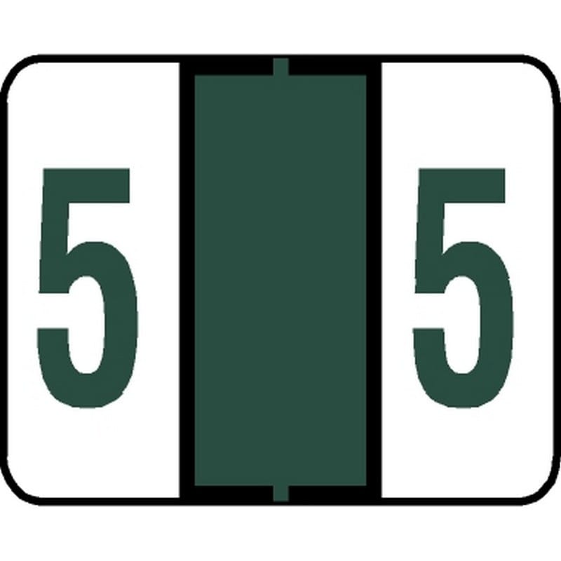 Tab Compatible Numeric "5" Labels, Vinyl Kimdura Stock, 1" X 1.25" Individual Numbers - Roll of 500 - Image 2