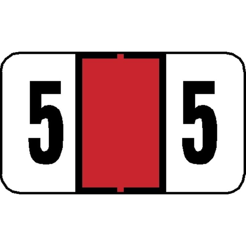 Tab 7300 Compatible Numeric "5" Labels, Laminated Stock, 15/16" X 1-5/8" Individual Numbers - Pack of 240