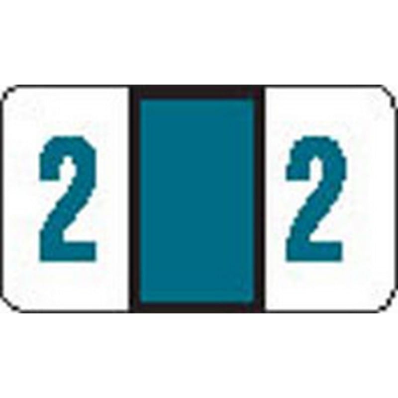 POS Compatible Numeric "2" Labels, Laminated Stock, 15/16" X 1-5/8" Individual Numbers - Roll of 500