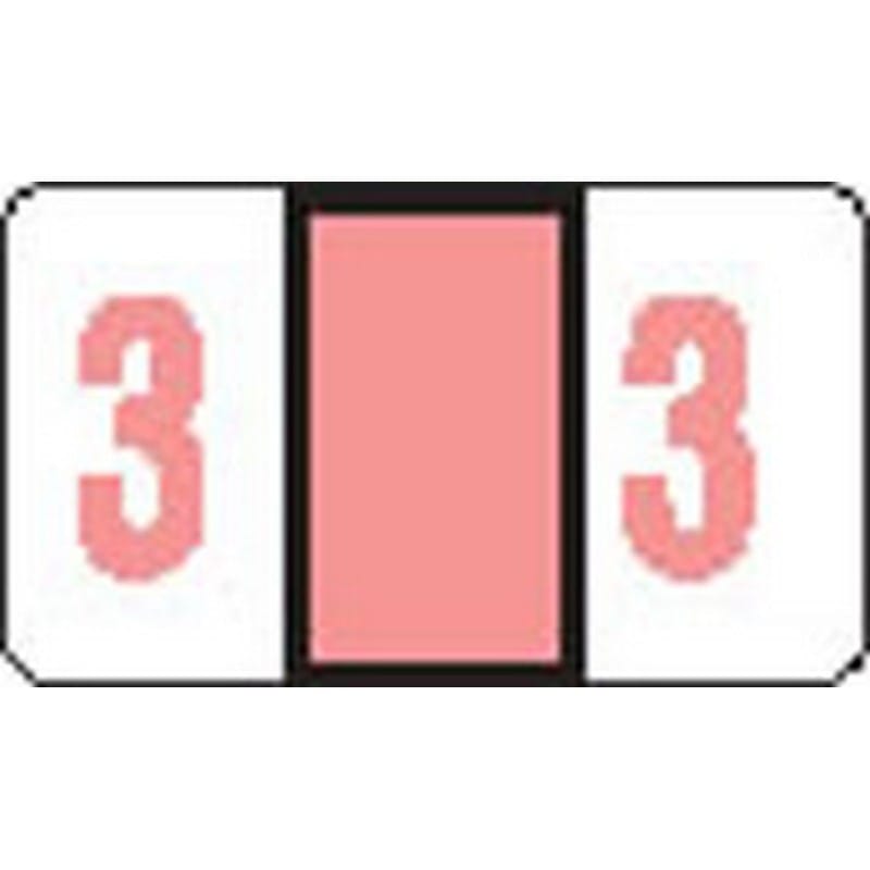 POS Compatible Numeric "3" Labels, Laminated Stock, 15/16" X 1-5/8" Individual Numbers - Roll of 500