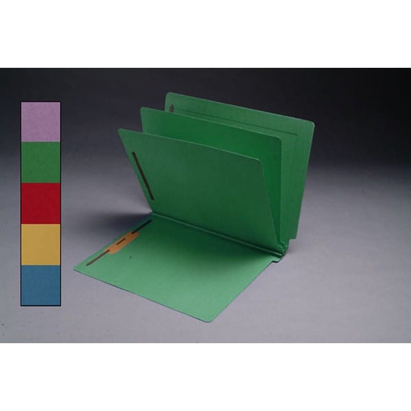 14pt Green Classification Folders, Full Cut END TAB, Letter Size, 2 Divider (Box of 15)