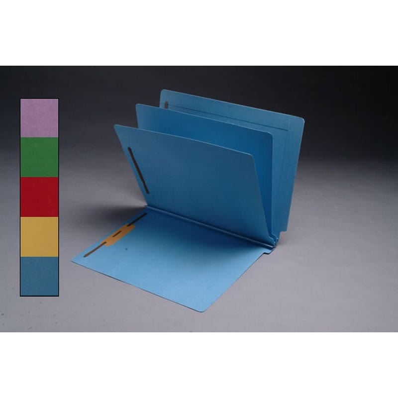 14pt Color Classification Folders, Full Cut END TAB, Letter Size, 2 Divider (Box of 15)
