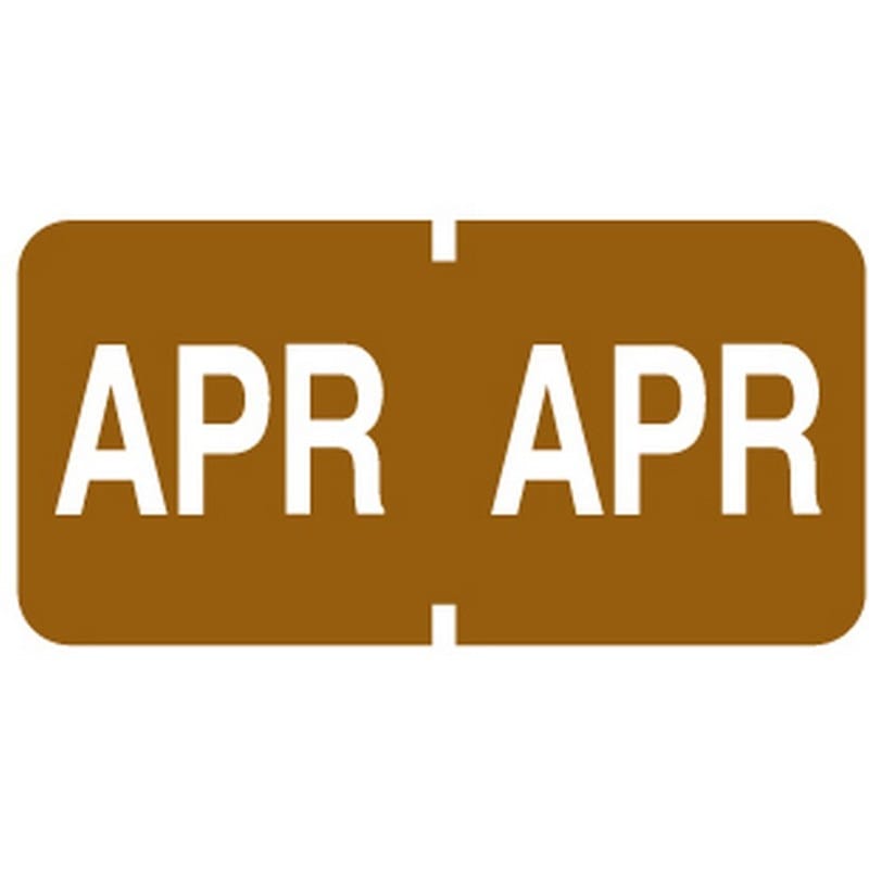 Tab Compatible "Apr" Month Labels, Vinyl Kimdura Stock, 1" X 1/2", Individual Months - Roll of 500