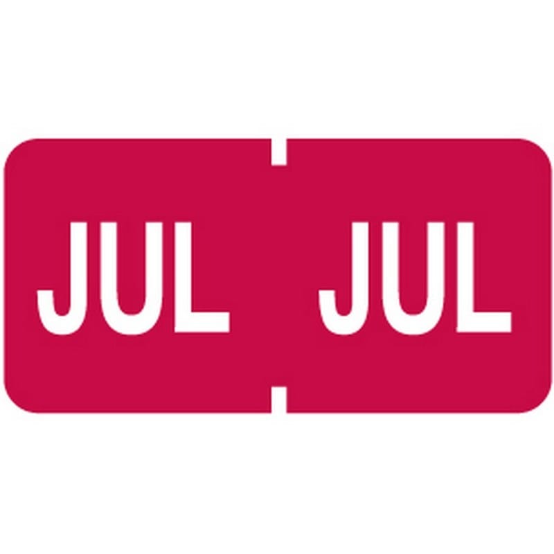 Tab Compatible "Jul" Month Labels, Vinyl Kimdura Stock, 1" X 1/2", Individual Months - Roll of 500