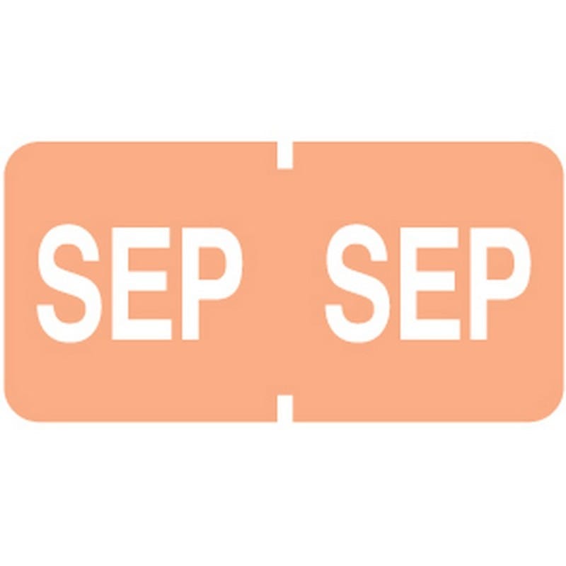 Tab Compatible "Sep" Month Labels, Vinyl Kimdura Stock, 1" X 1/2", Individual Months - Roll of 500