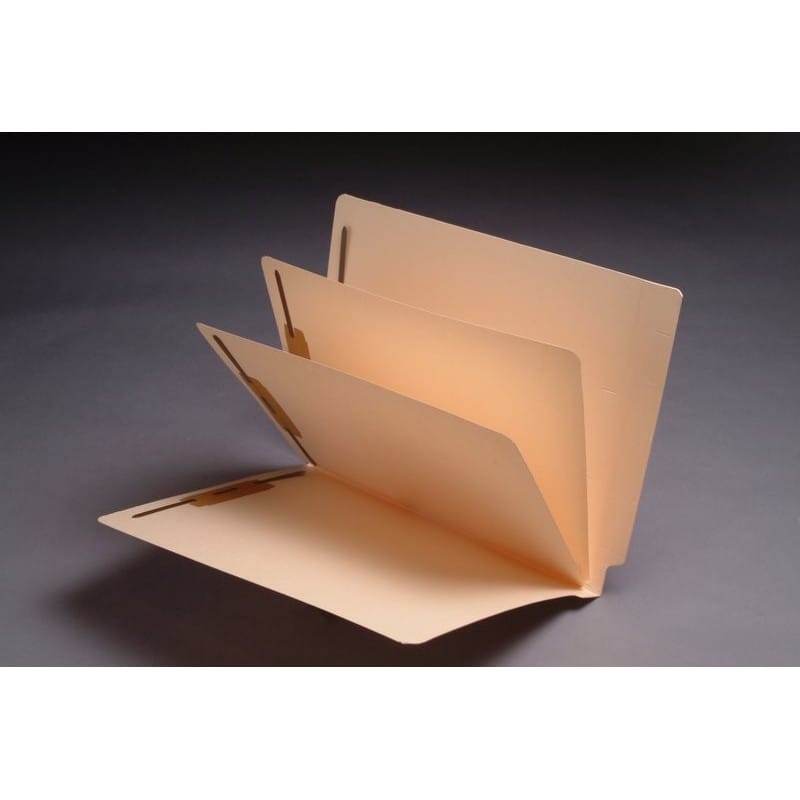 14pt Manila Folders, Full Cut END TAB, Letter Size, 2 Dividers Installed (Box of 25)