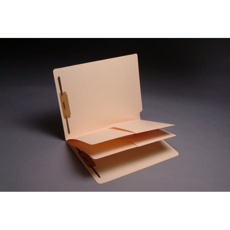 11pt Manila Folders, Full Cut END TAB, Letter Size, 2 Pocket Style Dividers Installed (Box of 25) - Image 2