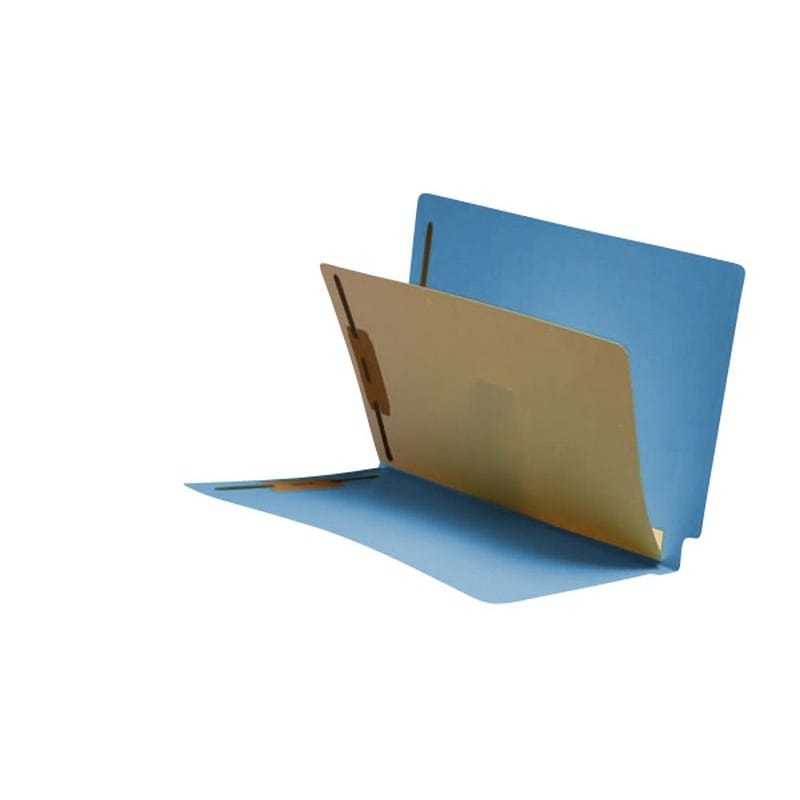 14pt Blue Folders, Full Cut END TAB, Letter Size, 1 Divider Installed (Box of 40) - Image 2