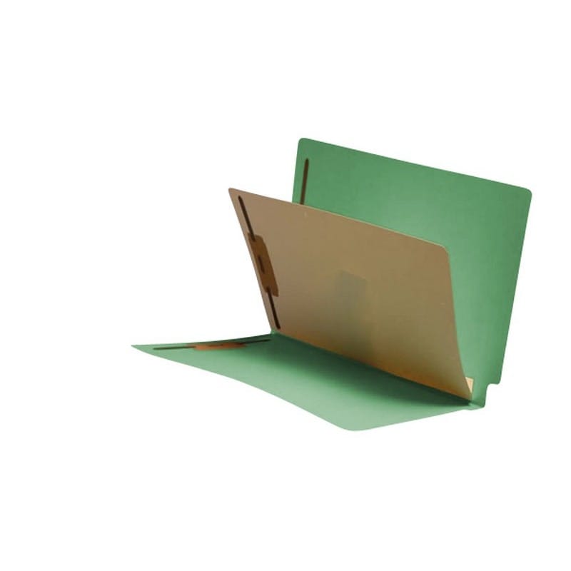 14pt Green Folders, Full Cut END TAB, Letter Size, 1 Divider Installed (Box of 40) - Image 2