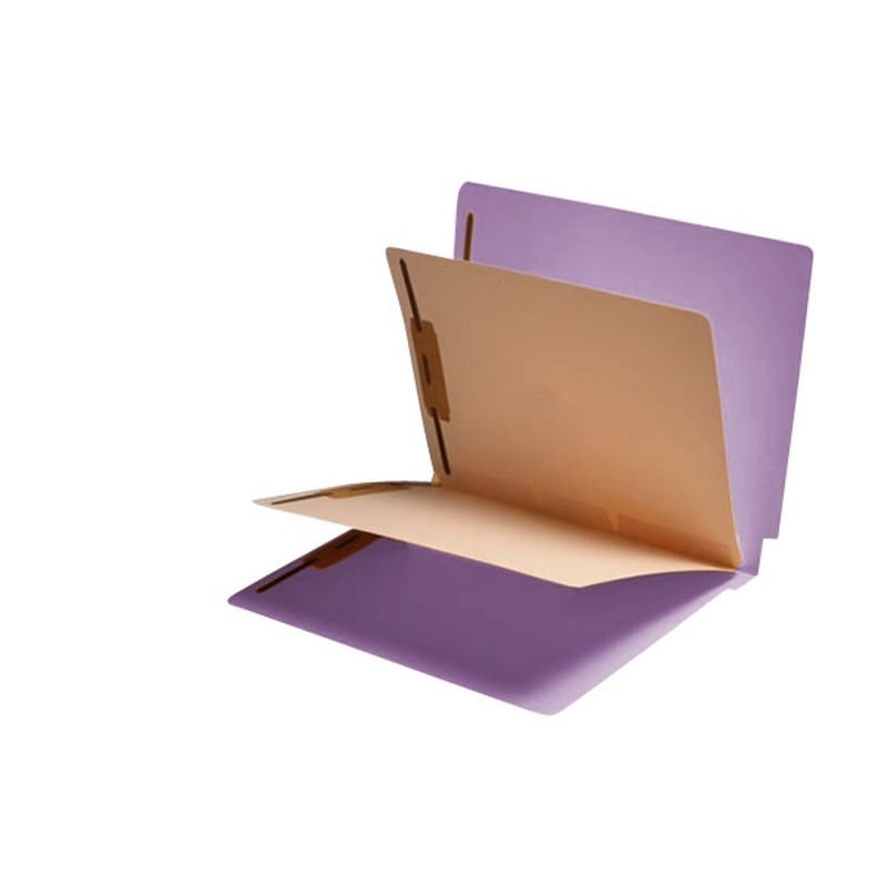 14pt Lavender Folders, Full Cut END TAB, Letter Size, 2 Dividers Installed (Box of 25) - Image 2
