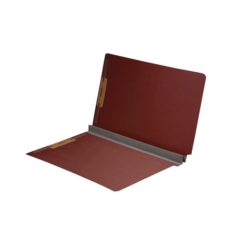 Red Type II Pressboard Folders, Full Cut END TAB, Letter Size, 2" Exp., Fastener Pos #1 & #3 (Box of 25)