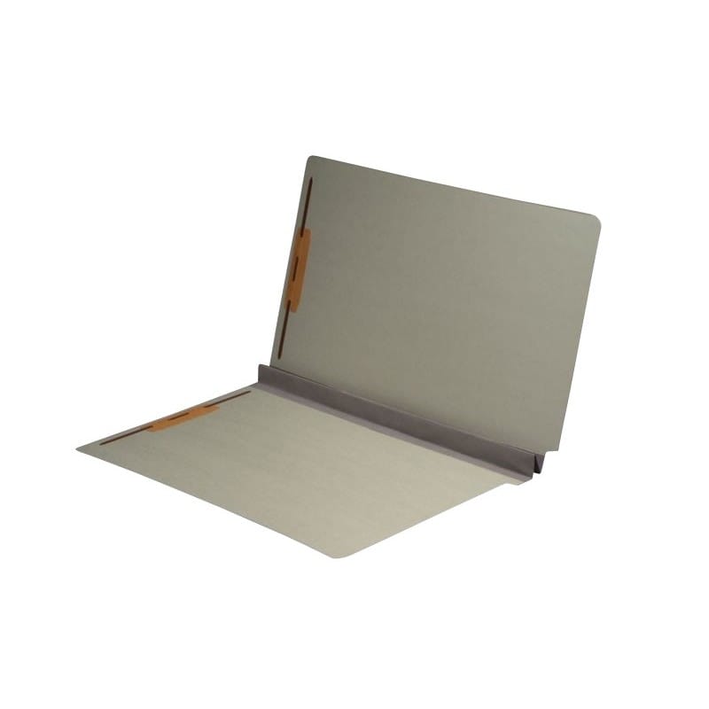 Gray Type II Pressboard Folders, Full Cut END TAB, Legal Size, 2" Exp., Fastener Pos #1 & #3 (Box of 25) - Image 2