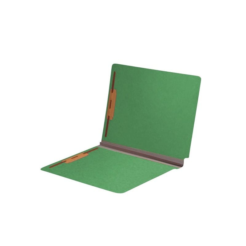 Moss Green Type III Pressboard Folders, Full Cut END TAB, Letter Size, 2" Exp., Fastener Pos #1 & #3 (Box of 25) - Image 2